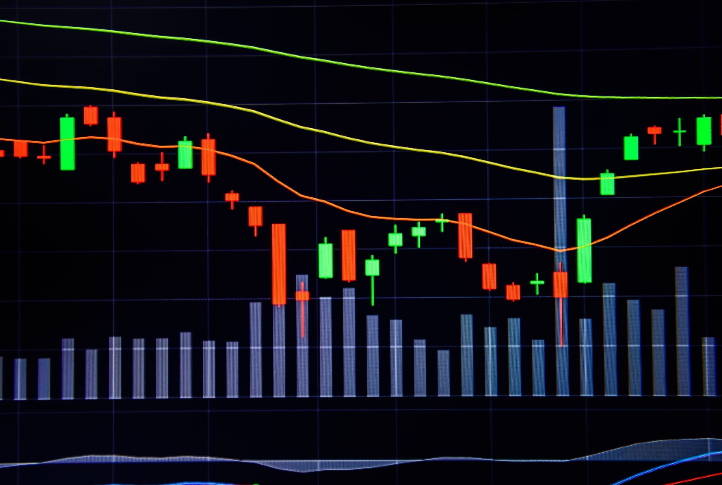 Stock market data on LED display concept